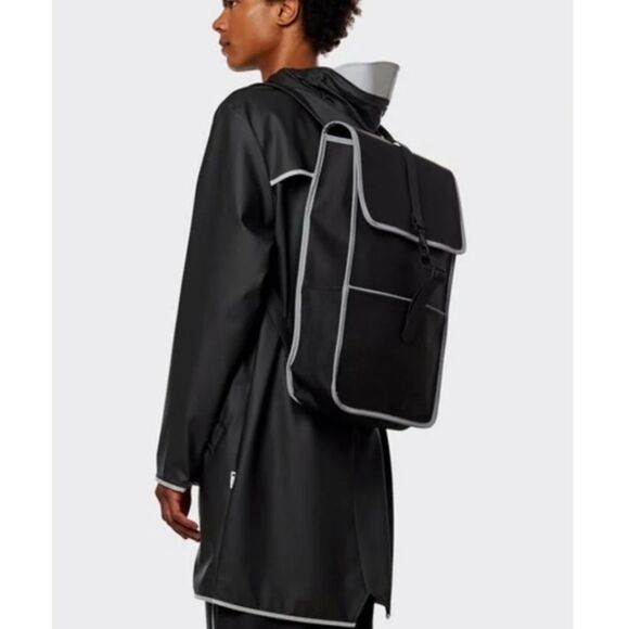 RAINS Reflective Backpack in Black Style No. 14090 Unisex Men Women main image 11